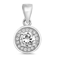 Sterling Silver Clear CZ Pendant-9mm