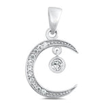 Sterling Silver Moon Clear CZ Pendant