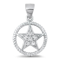 Load image into Gallery viewer, Sterling Silver Star Clear CZ Pendant