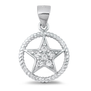 Sterling Silver Star Clear CZ Pendant