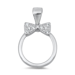 Sterling Silver Bowtie Clear CZ Pendant