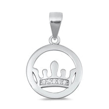 Load image into Gallery viewer, Sterling Silver Crown Clear CZ Pendant
