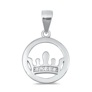 Sterling Silver Crown Clear CZ Pendant
