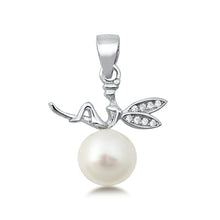 Load image into Gallery viewer, Sterling Silver Fairy Pearl And Clear CZ Pendant Pendant Height-14mm