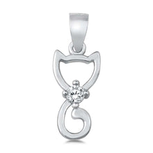 Load image into Gallery viewer, Sterling Silver Cat CZ Pendant