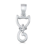 Sterling Silver Cat CZ Pendant