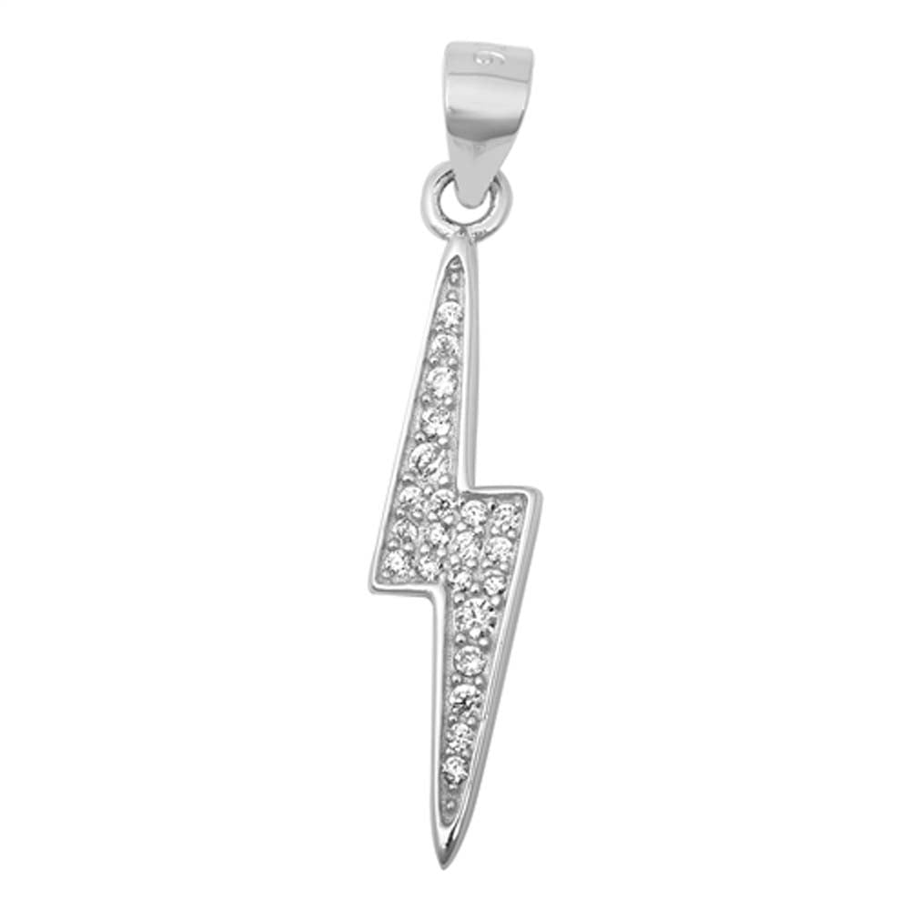 Sterling Silver Thunderbolt CZ Pendant