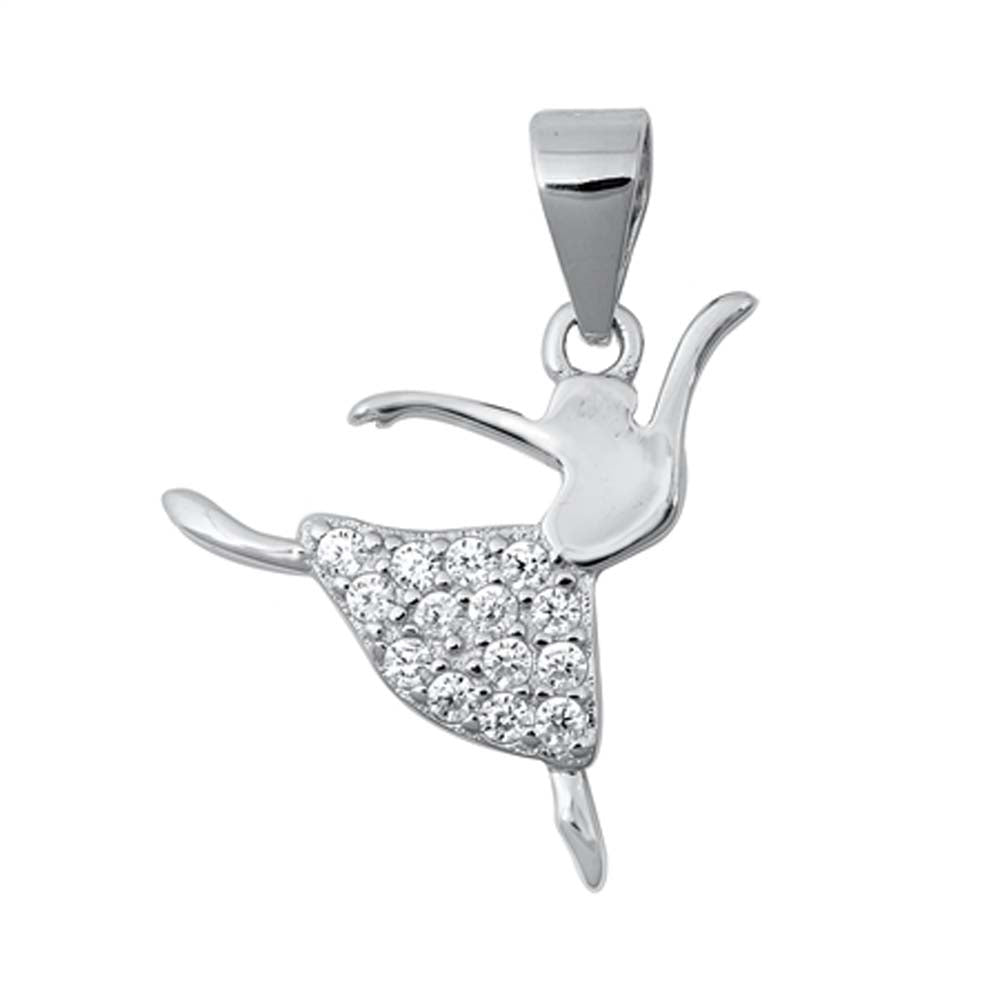 Sterling Silver Ballerina CZ Pendant