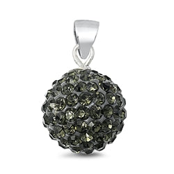 Sterling Silver With Smokey Gray Crystal Pendant