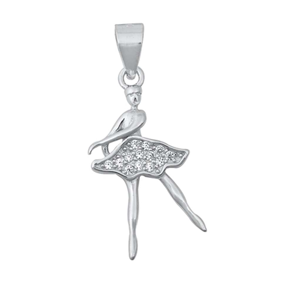 Sterling Silver Ballerina CZ Pendant