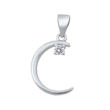 Load image into Gallery viewer, Sterling Silver Crescent Moon CZ Pendant