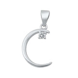 Sterling Silver Crescent Moon CZ Pendant