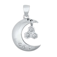 Load image into Gallery viewer, Sterling Silver Crescent Moon CZ Pendant