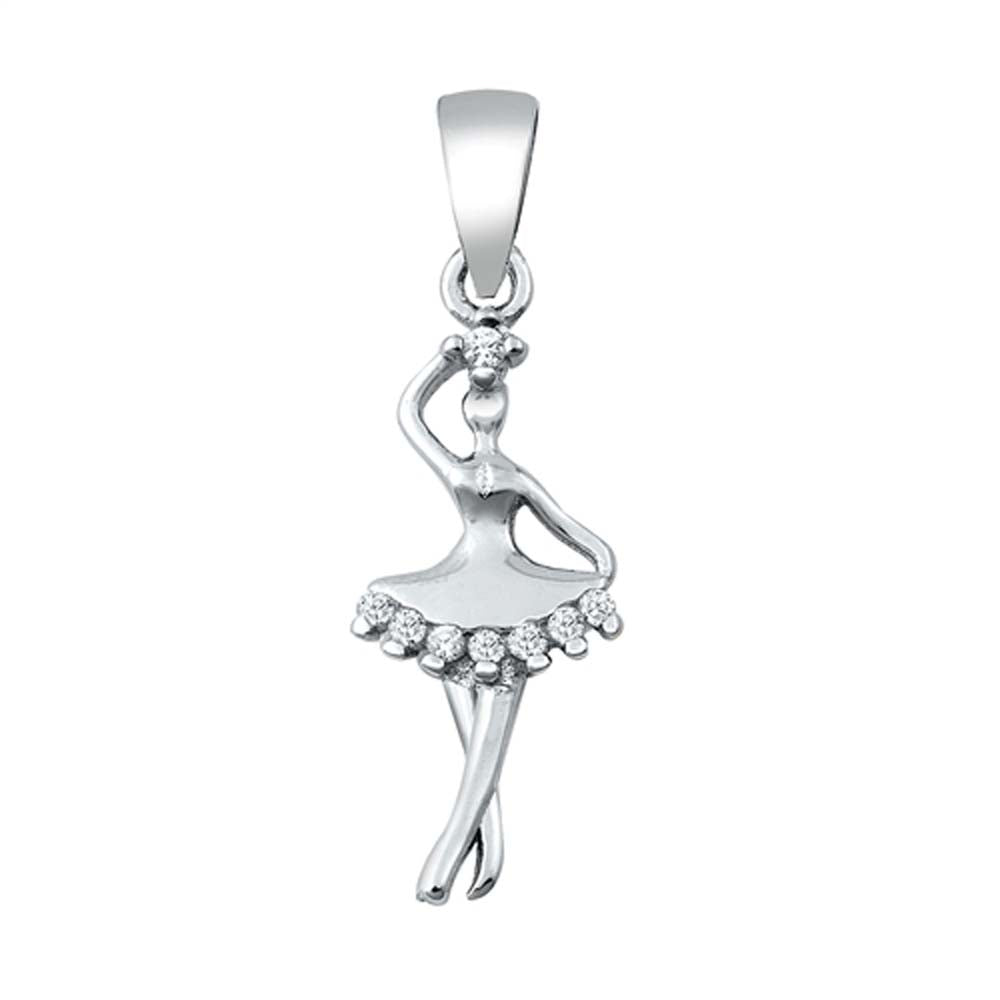 Sterling Silver Ballerina CZ Pendant