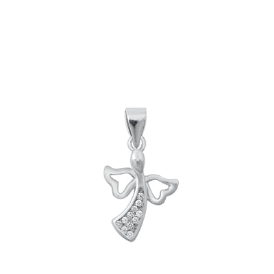 Sterling Silver Angel Clear CZ Pendant