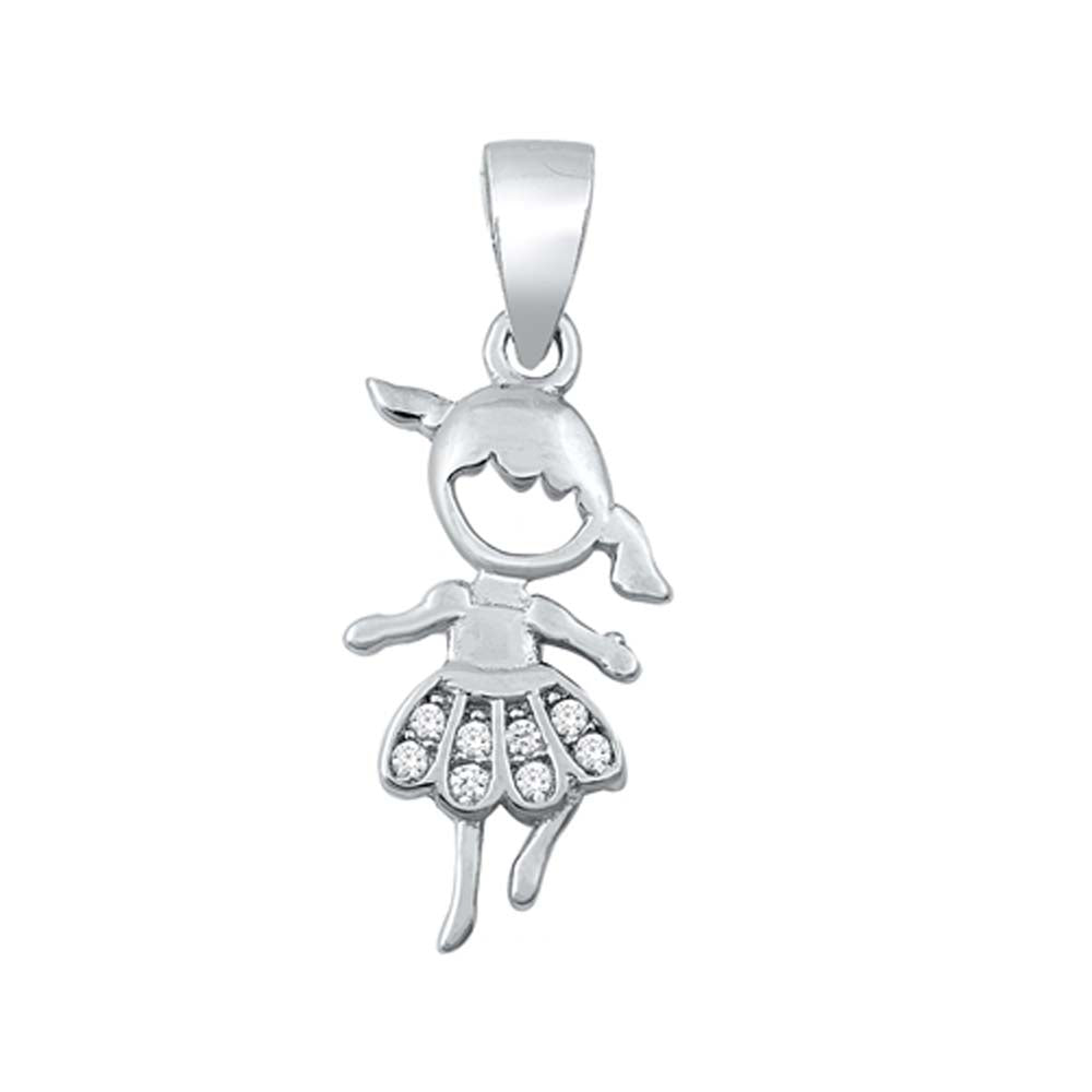 Sterling Silver Little Girl CZ Pendant