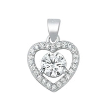 Load image into Gallery viewer, Sterling Silver Heart Clear CZ Pendant