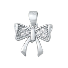 Load image into Gallery viewer, Sterling Silver Bow Clear CZ Pendant