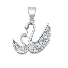 Load image into Gallery viewer, Sterling Silver Swans Clear CZ Pendant