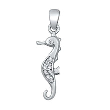 Load image into Gallery viewer, Sterling Silver Seahorse Clear CZ Pendant