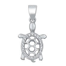 Load image into Gallery viewer, Sterling Silver Turtle Clear CZ Pendant