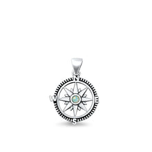 Load image into Gallery viewer, Sterling Silver Oxidized Compass White Lab Opal Pendant Face Height-16.5mm