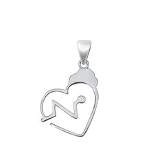Load image into Gallery viewer, Sterling Silver Rhodium Plated Nurse Heart Lifeline Clear CZ Pendant Pendant Height-22mm