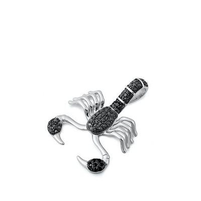 Sterling Silver Lobster Black CZ Pendant