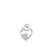 Load image into Gallery viewer, Sterling Silver Rhodium Plated Parent and Child CZ Pendant
