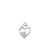 Sterling Silver Rhodium Plated Parent and Child CZ Pendant