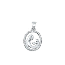 Load image into Gallery viewer, Sterling Silver Rhodium Plated Mother and Child CZ Pendant