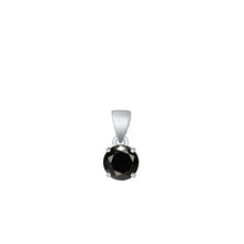 Load image into Gallery viewer, Sterling Silver Rhodium Plated Round Black CZ Solitaire Pendant Face Height-6mm