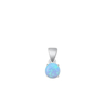Load image into Gallery viewer, Sterling Silver Rhodium Plated Light Blue Lab Opal Solitaire Pendant