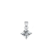 Load image into Gallery viewer, Sterling Silver Rhodium Plated Diamond Clear CZ Solitaire Pendant Face Height-9mm