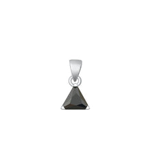 Load image into Gallery viewer, Sterling Silver Rhodium Plated Triangle Black Solitaire CZ Pendant Face Height-6mm