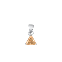 Load image into Gallery viewer, Sterling Silver Rhodium Plated Triangle Champagne Solitaire CZ Pendant Face Height-6mm