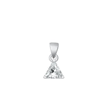 Load image into Gallery viewer, Sterling Silver Rhodium Plated Triangle Clear Solitaire CZ Pendant Face Height-6mm
