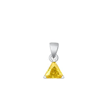 Load image into Gallery viewer, Sterling Silver Rhodium Plated Triangle Yellow Solitaire CZ Pendant Face Height-6mm