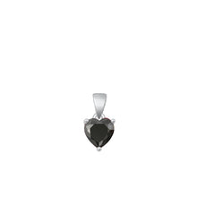 Load image into Gallery viewer, Sterling Silver Rhodium Plated Heart Black CZ Solitaire Pendant Face Height-6mm