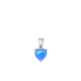 Sterling Silver Rhodium Plated Heart Blue Lab Opal Solitaire Pendant