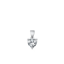 Load image into Gallery viewer, Sterling Silver Rhodium Plated Heart Clear CZ Solitaire Pendant Face Height-6mm