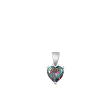Load image into Gallery viewer, Sterling Silver Rhodium Plated Heart Rainbow Topaz CZ Solitaire Pendant Face Height-6mm