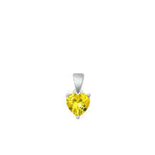 Load image into Gallery viewer, Sterling Silver Rhodium Plated Heart Yellow CZ Solitaire Pendant Face Height-6mm