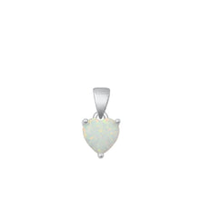 Load image into Gallery viewer, Sterling Silver Rhodium Plated Heart White Lab Opal Pendant