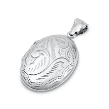 Load image into Gallery viewer, Sterling Silver Oxidized Oval With Floral Design Pendant