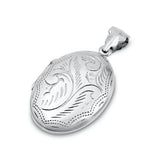 Sterling Silver Oxidized Oval With Floral Design Pendant