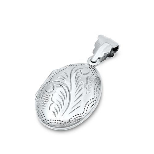 Sterling Silver Oxidized Oval With Floral Design Pendant
