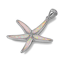 Load image into Gallery viewer, Sterling Silver Starfish Shape White Lab Opal PendantAnd Pendant Height 40mm