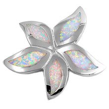 Load image into Gallery viewer, Sterling Silver Flower Shape White Lab Opal PendantAnd Pendant Height 38mm