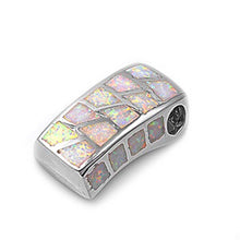 Load image into Gallery viewer, Sterling Silver Rectangle Shape White Lab Opal PendantAnd Pendant Height 25mm